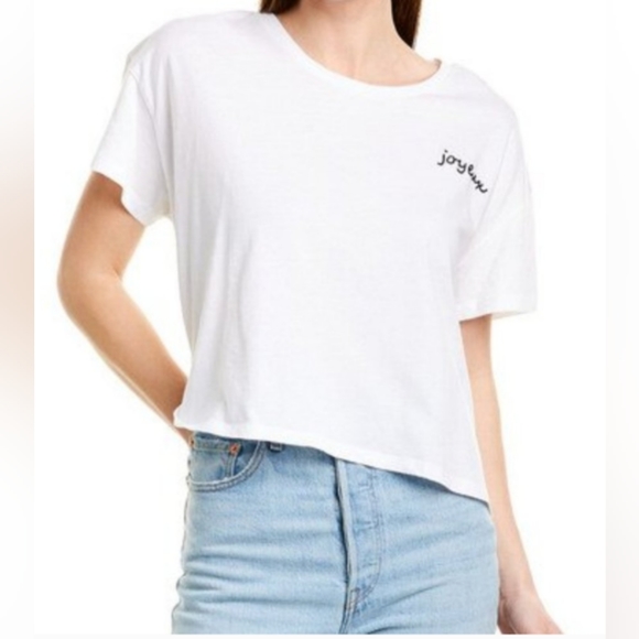 French Connection Tops - NWT FRENCH CONNECTION White Cotton T Shirt Joyeux SIZE MEDIUM